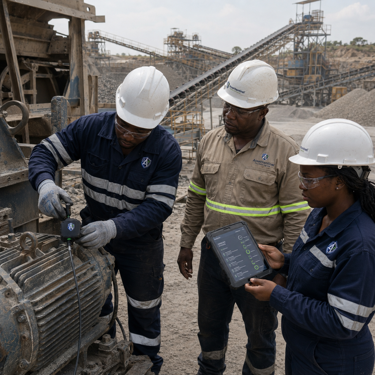 AST team performing equipment diagnostics at a mining site